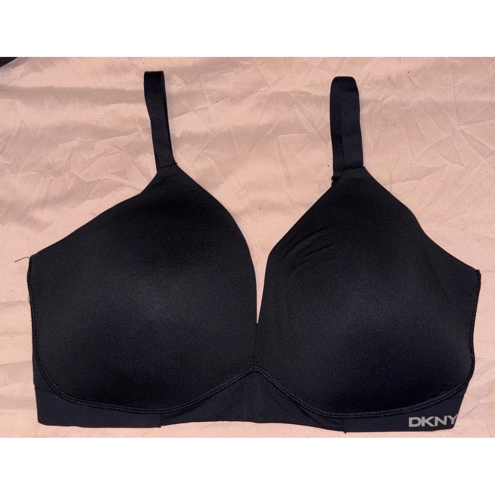 DKNY Black Full Figure Lightly Lined Wirefree Bralette,‎ Size XL